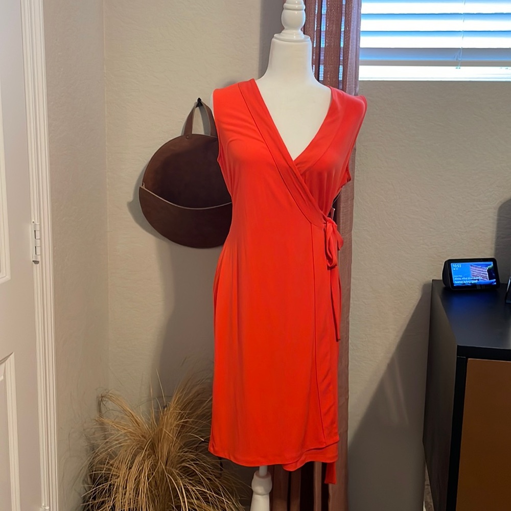 Anne Klein Orange Wrap Dress